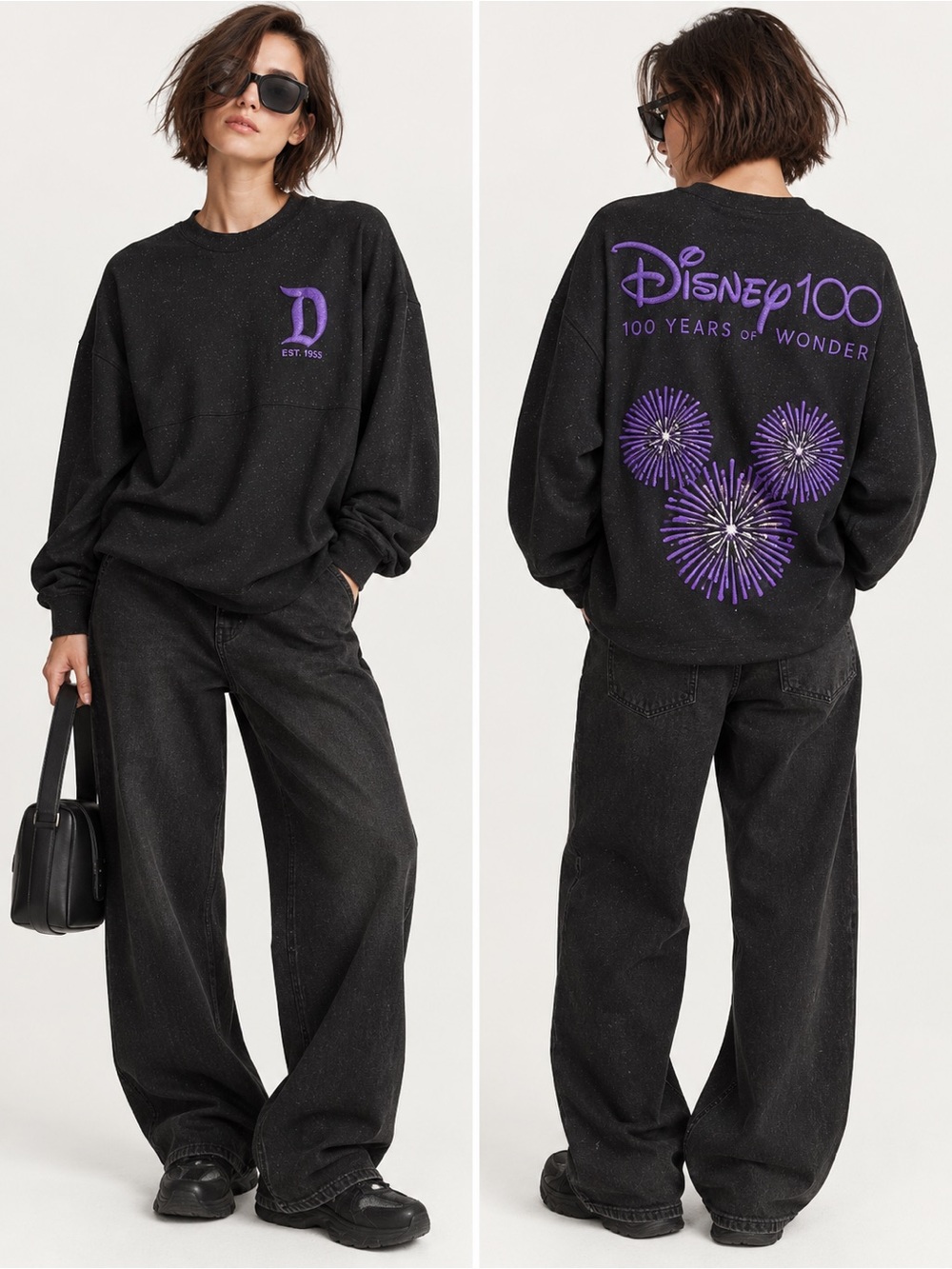 Disney 100 Spirit Jersey Black Purple Glitter 100 Years of Wonder Size S Baggy